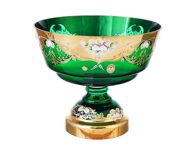 Фруктовница 30 см Bohemia Crystal Лепка Зеленая E-S