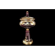 Конфетница с крышкой 60 см Bohemia Лепка Красная E-V