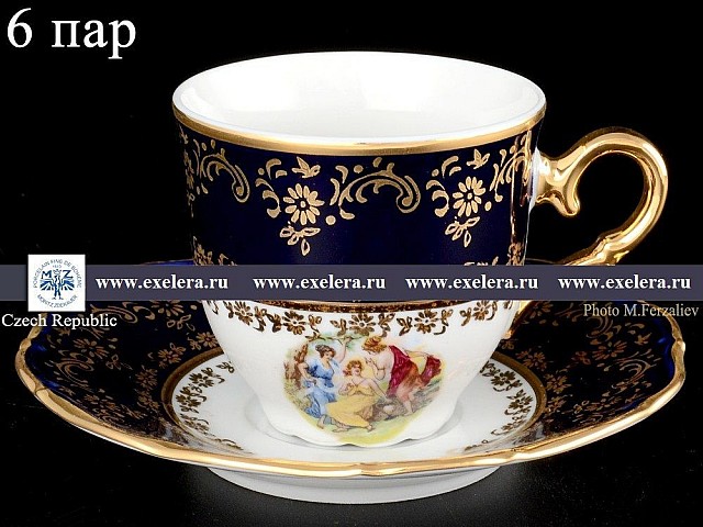 Набор кофейных пар 170 мл Офелия Мадонна Кобальт MZ (6 пар)
