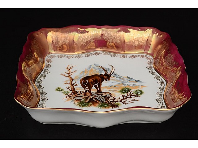 Салатник квадратный 26 см Охота красная Корона Queens Crown