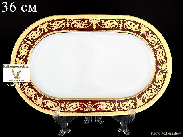 Блюдо овальное 36 см Falkenporzellan Imperial Bordeaux Gold