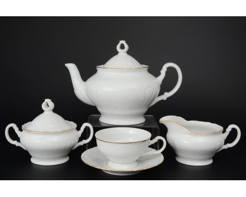 Чайный сервиз Лиана Белый узор MZ на 6 персон