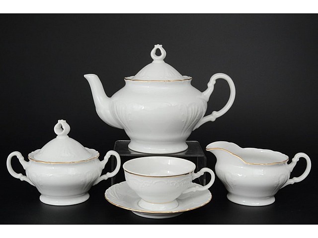 Чайный сервиз Лиана Белый узор MZ на 6 персон