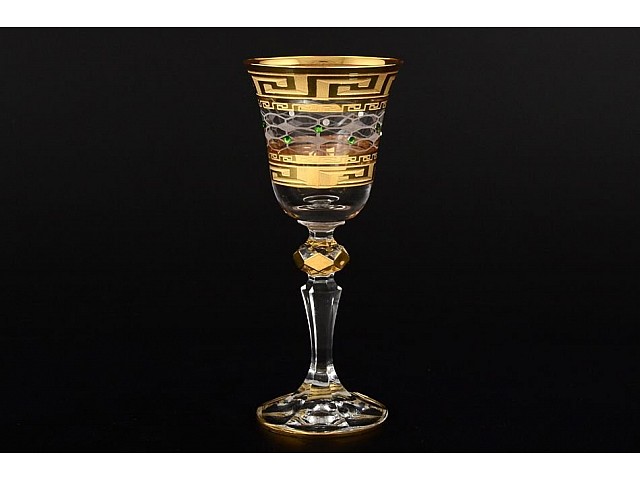 Набор рюмок для водки 60 мл Кристина Костка Стразы зеленые R-G фон Bohemia 6 шт