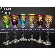 Набор цветных рюмок 60 мл Анжела Арлекино Bohemia Crystal