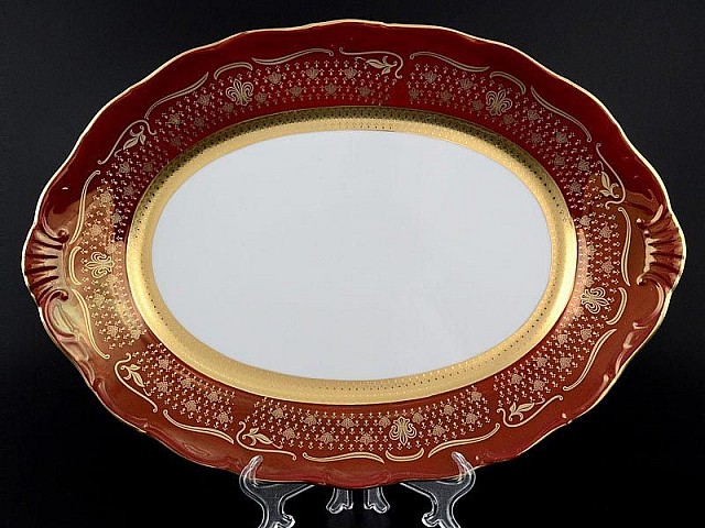 Блюдо овальное 39 см Мария Луиза Лилия Красная Carlsbad