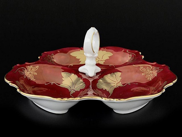 Менажница 24 см Мария Луиза Кленовый лист Красный Carlsbad