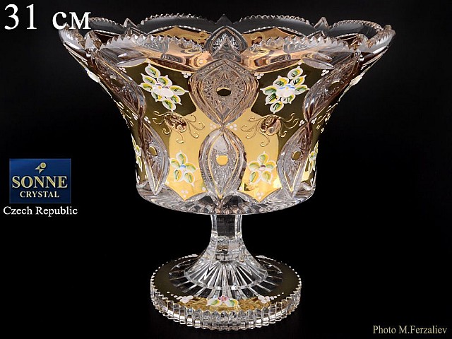 Фруктовница 31 см на ножке Sonne Crystal Золото