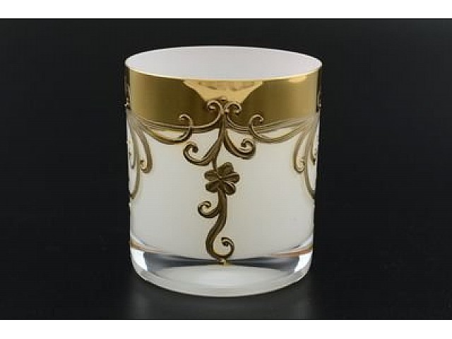 Набор стаканов для виски 280 мл Белый золотой цветок E-V Bohemia Crystal