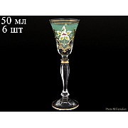 Набор рюмок для водки 50 мл Виктория зеленый фон K-A Bohemia 6 шт
