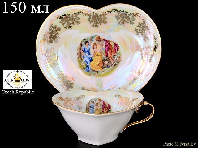 Чайная пара Сердце 150 мл Мадонна перламутр Корона Queens Crown