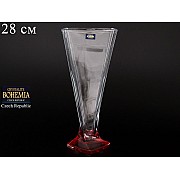 Ваза для цветов Quadro Bohemia Crystal красная 28 см