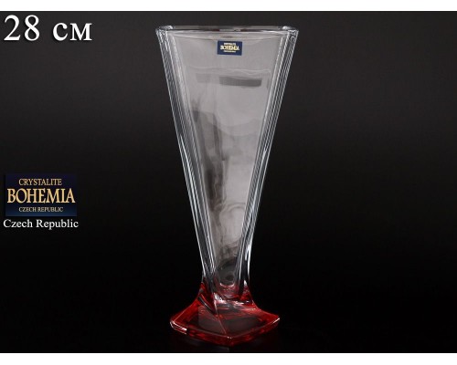 Ваза для цветов Quadro Bohemia Crystal красная 28 см
