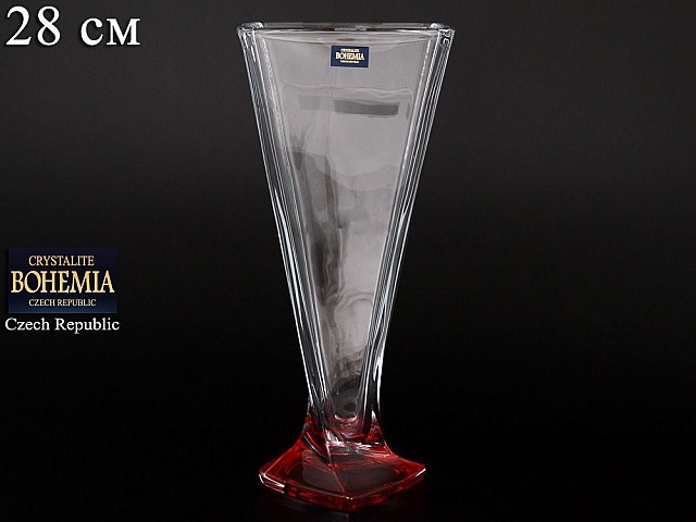 Ваза для цветов Quadro Bohemia Crystal красная 28 см
