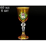 Набор рюмок для водки Кристина Bohemia Роспись желтая A-M 6 шт