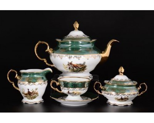 Чайный сервиз Царская Зеленая Охота Royal Czech Porcelain на 6 персон