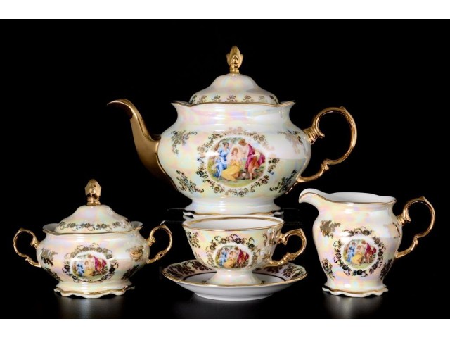 Чайный сервиз Мадонна Перламутр Royal Czech Porcelain на 6 персон