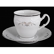 Набор чайных пар 230 мл (высокие) Лиана Серый орнамент отводка платина MZ