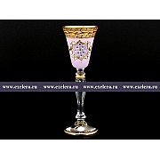 Набор рюмок для водки 50 мл Виктория Версачи Стразы розовые камни R-G фон Bohemia 6 шт