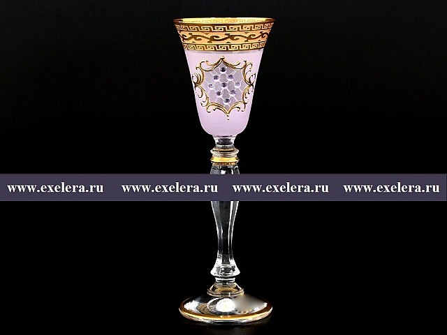 Набор рюмок для водки 50 мл Виктория Версачи Стразы розовые камни R-G фон Bohemia 6 шт