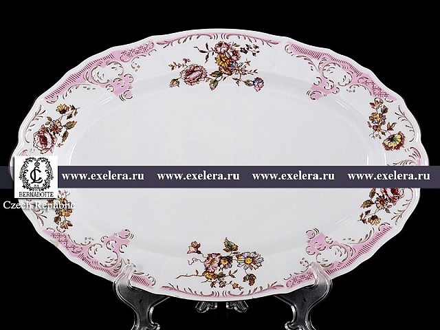 Блюдо овальное 36 см Бернадотт Розовый цветок