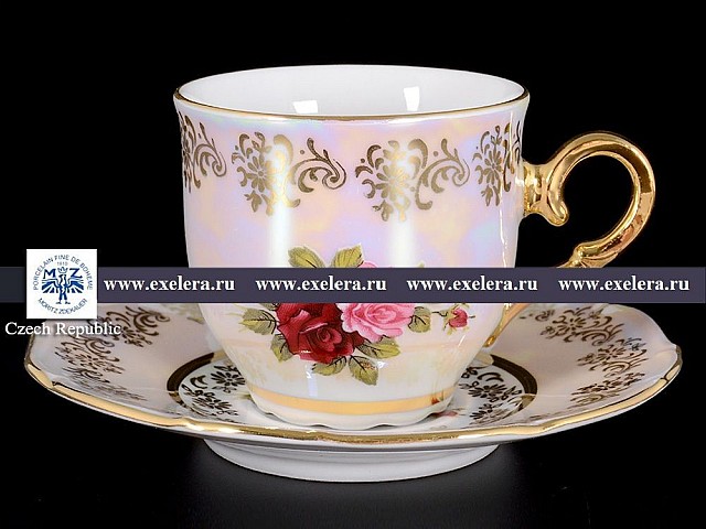 Набор кофейных пар 120 мл Офелия Роза перламутр MZ (6 пар)