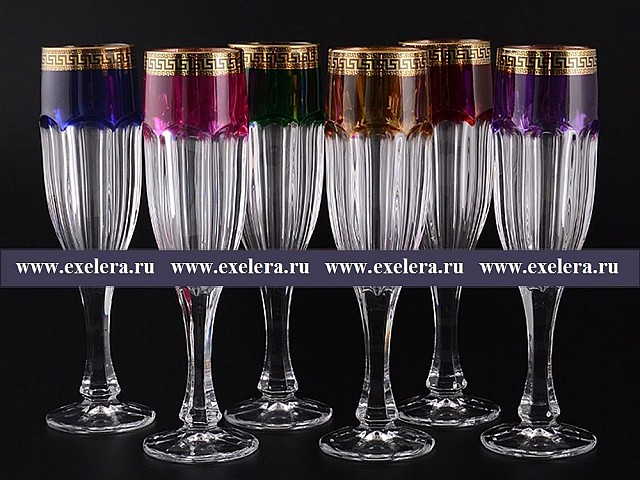Набор фужеров для шампанскго 150 мл Арлекино Сафари B-G Bohemia Crystal