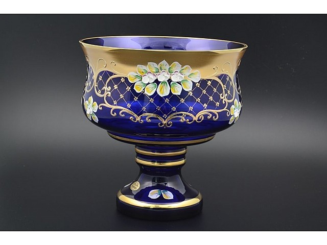 Фруктовница 28 см Лепка Синяя B-L Bohemia