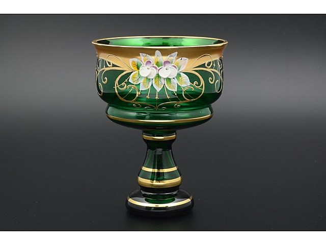 Конфетница Лепка Зеленая B-P Bohemia Crystal 15 см 21583