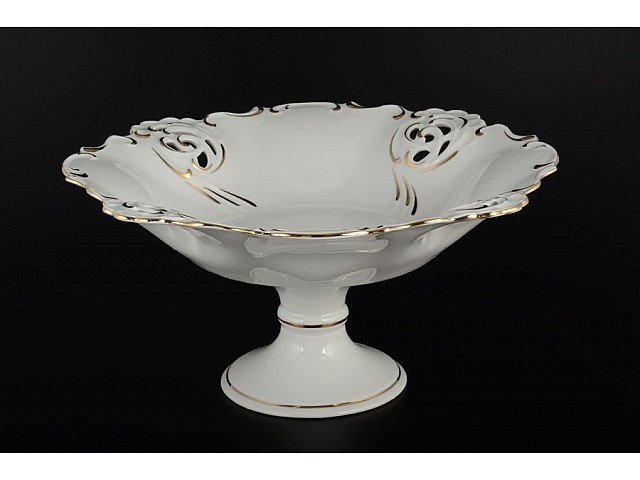 Ваза для фруктов 33 см на ножке Золотая полоса Корона Queens Crown