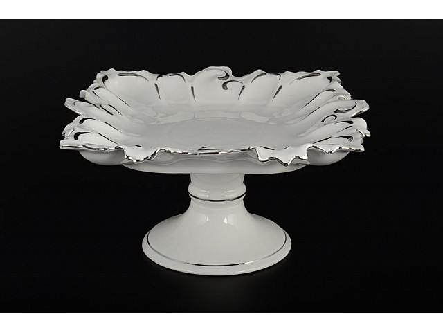 Блюдо фигурное квадратное 32 см на ножке Платиновый узор Корона Queens Crown