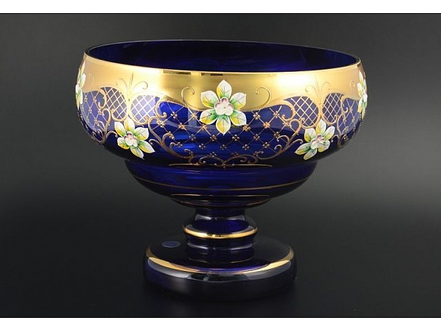 Фруктовница 30 см Bohemia Crystal Лепка Синяя B-P