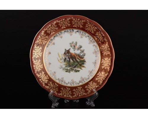 Набор тарелок 21 см Царская Красная Охота Royal Czech Porcelain 6 шт