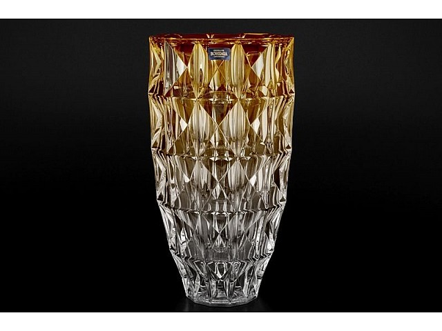 Ваза для цветов Diamond Crystalite Bohemia оранжевая 28 см