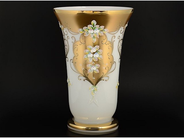 Ваза 40 см Лепка Белая S-A Bohemia Crystal