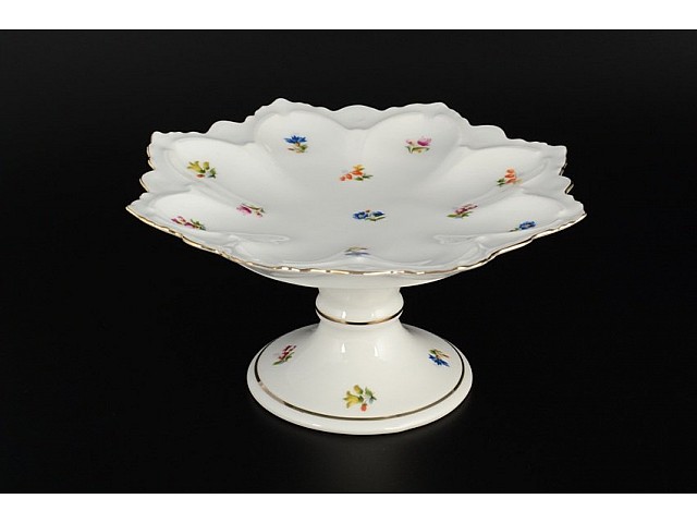 Конфетница Мелкие цветы отводка золото Queens Crown 20 см