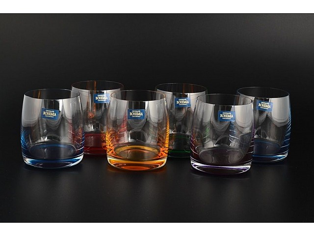 Набор стаканов Идеал Арлекино цветные Bohemia Crystal 290 мл 6 штук