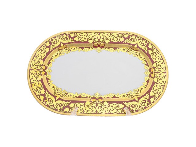 Блюдо овальное Falkenporzellan Natalia bordeaux gold 36 см