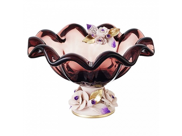 Конфетница White Cristal 23 см бордовая