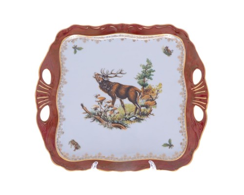 Блюдо квадратное Queen's Crown Охота красная 29 см