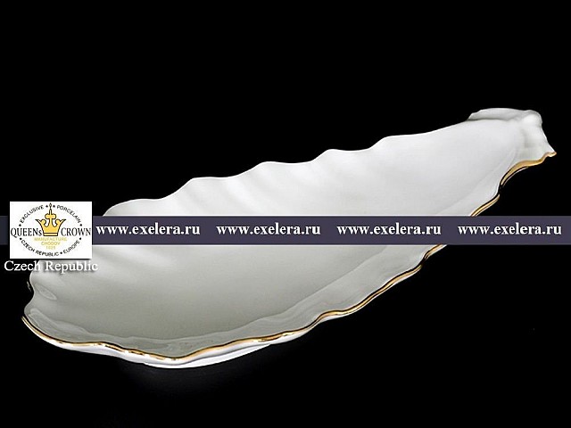 Блюдо селедочница 20 см Белый узор Корона Queens Crown