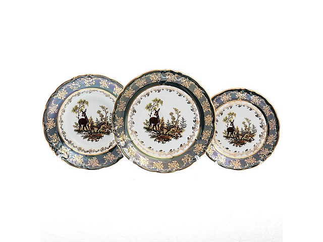 Набор тарелок Фредерика Охота Зеленая Carlsbad на 6 персон 18 шт