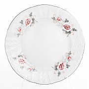 Набор тарелок 25 см Бернадотт Серая роза платина 6 шт