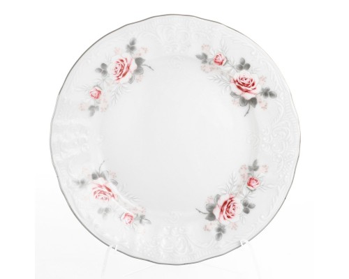 Набор тарелок 25 см Бернадотт Серая роза платина 6 шт