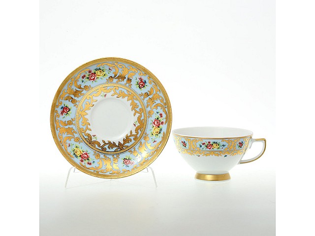 Набор чайных пар Vienna blu gold Falkenporzellan 220 мл на 6 персон