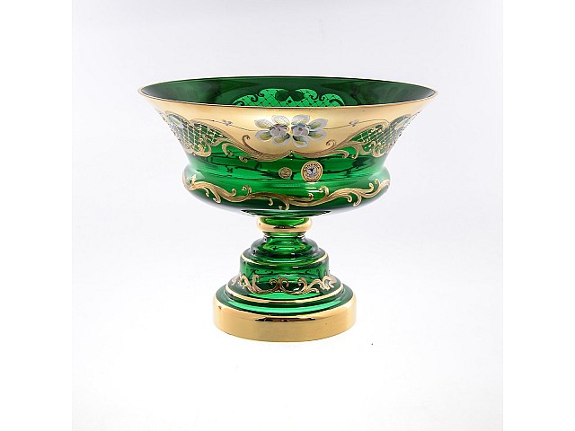 Фруктовница Лепка Зеленая E-V Bohemia 26 см