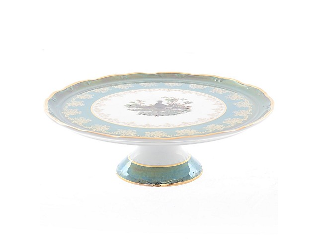 Тарелка для торта на ножке 32 см Фредерика Охота Зеленая Carlsbad