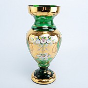 Ваза для цветов Лепка Зеленая E-V Bohemia на ножке 30 см