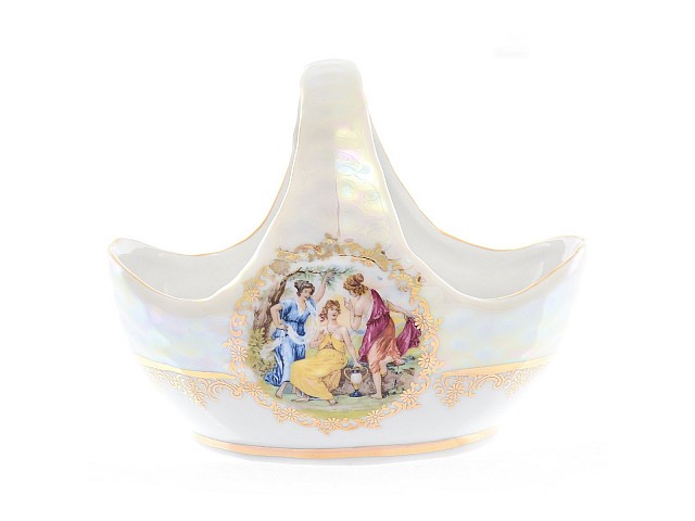 Конфетница корзина 17 см Мадонна перламутр Корона Queens Crown