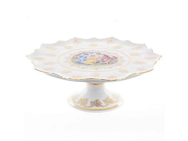 Тарелка для торта на ножке 30 см Мадонна перламутр Корона Queens Crown